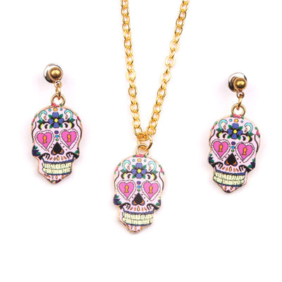 Fashion Oil Dripping Skull Necklace Suit