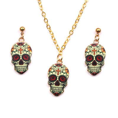 Fashion Oil Dripping Skull Necklace Suit