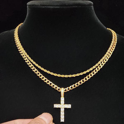 Fashion Hip Hop Double Layer Cross Necklace