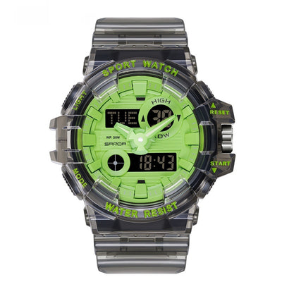 Trendy Sports Electronic Watch Fashion Double Display Large Dial Luminous Waterproof Unisex