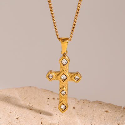 Stainless Steel Diamond Cross Necklace High Sense