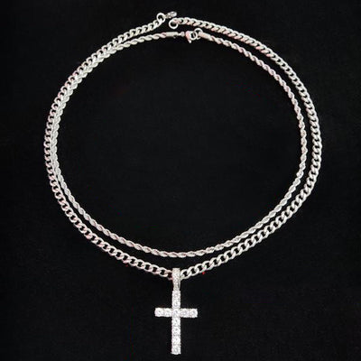 Fashion Hip Hop Double Layer Cross Necklace