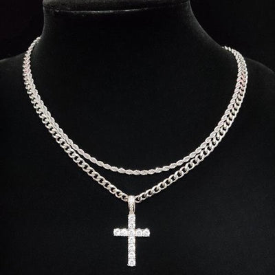 Fashion Hip Hop Double Layer Cross Necklace