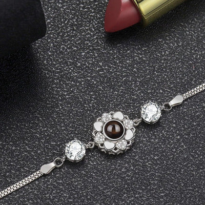 925 Silver Sunflower Projection Bracelet For Women